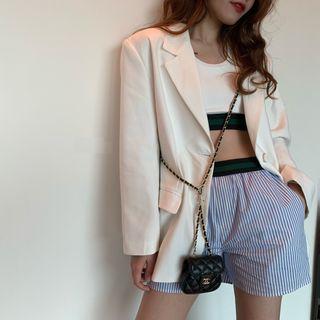Plain Loose-fit Blazer As Figure - One Size