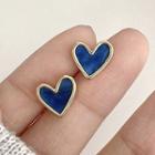Heart Alloy Earring 1 Pair - Earring - Love Heart - Blue - One Size