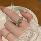 Rhinestone Heart Ring Gold & Transparent - One Size