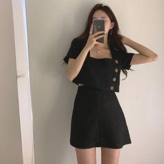 Puff-sleeve Linen Top / Shorts