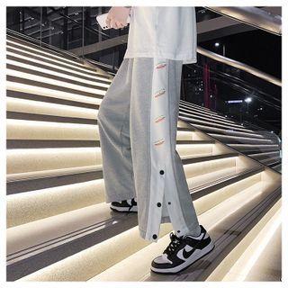 Lettering Two-tone Cropped Sweatpants
