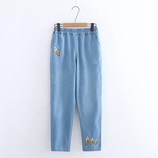 Embroidered Straight-fit Baggy Jeans