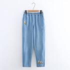 Embroidered Straight-fit Baggy Jeans