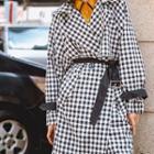 Gingham Double-breasted Midi Trench Coat
