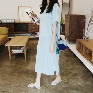 Round-neck Seam-trim Long Dress
