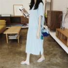 Round-neck Seam-trim Long Dress