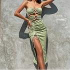 Strapless Cut Out Sheath Dress