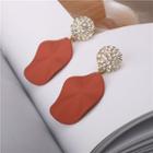 Rhinestone Ball Dangle Earrings 1 Pair - Brick Red - One Size