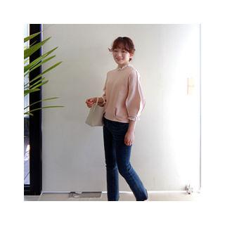 Balloon-sleeve Seam-trim Top