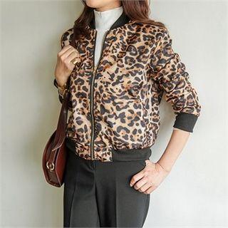 Leopard Zip-up Bomber Jacket