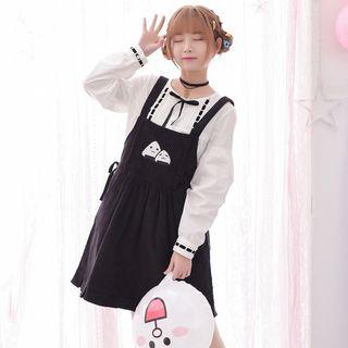 Onigiri Applique Corduroy Pinafore Dress