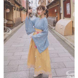 Bell-sleeve Hanfu Top / Maxi Pleated Skirt