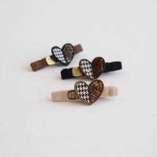 Houndstooth Panel Heart Hair Clip