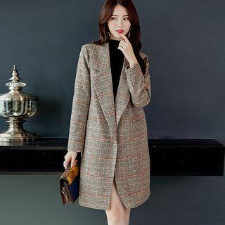 Lightweight One-button Long Wool Jacket