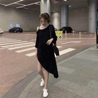 3/4-sleeve Asymmetric T-shirt Dress