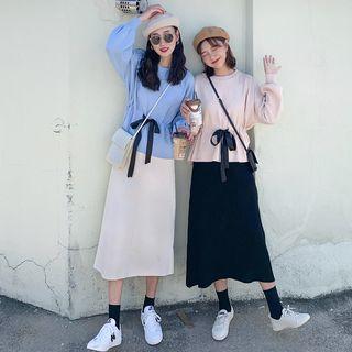 Drawstring Sweater / Midi A-line Skirt