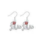 Fashion Sweet Love Letter Earrings With Red Cubic Zircon Silver - One Size