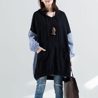 Striped Panel Long-sleeve Sweatshirt