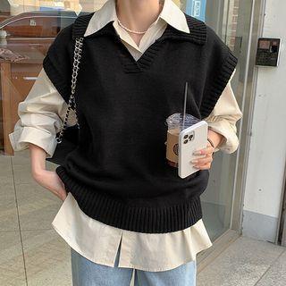 Plus Size Collared Sweater Vest