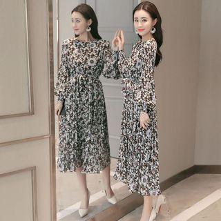 Lantern Sleeve Floral Midi Dress