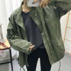 Plain Loose-fit Jacket As Figure - One Size