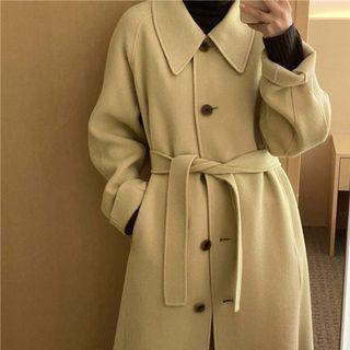 Button-up Long Coat Light Yellow - One Size