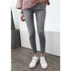 Washed Fray-hem Skinny Jeans