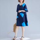 Print Round-neck Semi Sleeve Dress