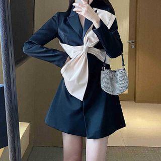 Color Block Bow Detail Blazer Dress
