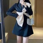 Color Block Bow Detail Blazer Dress