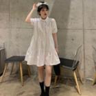 Lapel Puff-sleeve Cake Dress