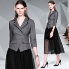 Set: Tie Waist Blazer + Midi A-line Skirt