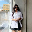 Bishop-sleeve Slit-side Shirt