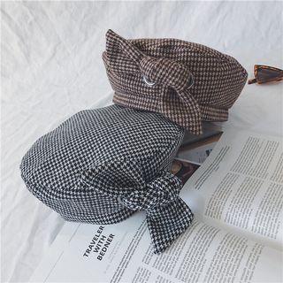 Bow Houndstooth Beret