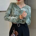 Long-sleeve Button-up T-shirt Green - One Size