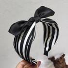 Striped Bow Headband Bow & Stripes - Black & White - One Size