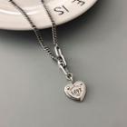 925 Sterling Silver Heart Pendant Necklace A1742 - 925 Silver - Silver - One Size
