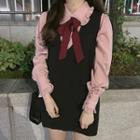 Bow Accent Shirt / Sleeveless Mini Dress