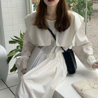 Balloon-sleeve Tiered Maxi A-line Dress