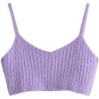 V-neck Mohair Knit Crop Camisole Top