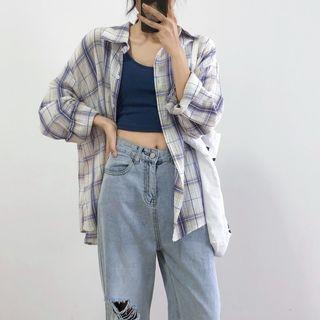 Long-sleeve Vintage Plain Shirt