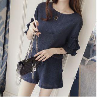 Set: Bell-sleeve Top + Shorts