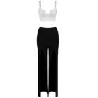 Set: Sleeveless Crop Top + Slit Pants