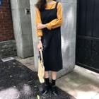 Plain Long Sleeve Blouse / Midi Dress