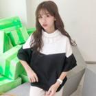 Elbow-sleeve Mock Neck Tasseled Cape