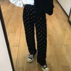 Dotted Straight-cut Pants Black - One Size