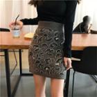 Leopard Print Mini Knit Skirt