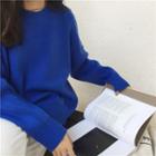 Plain Side-slit Sweater