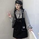 Mock Two-piece Half-zip Hoodie Dress