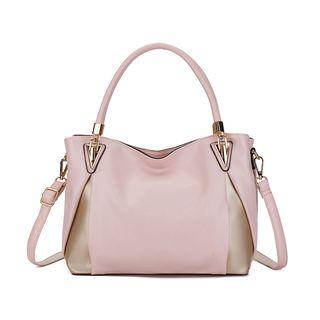 Faux Leather Two Tone Shoulder Bag
